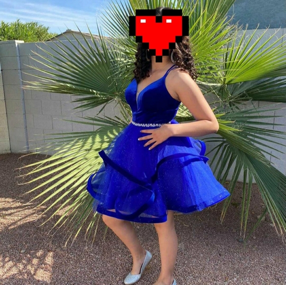 Blue velvet formal dress size Small - Picture 5 of 6